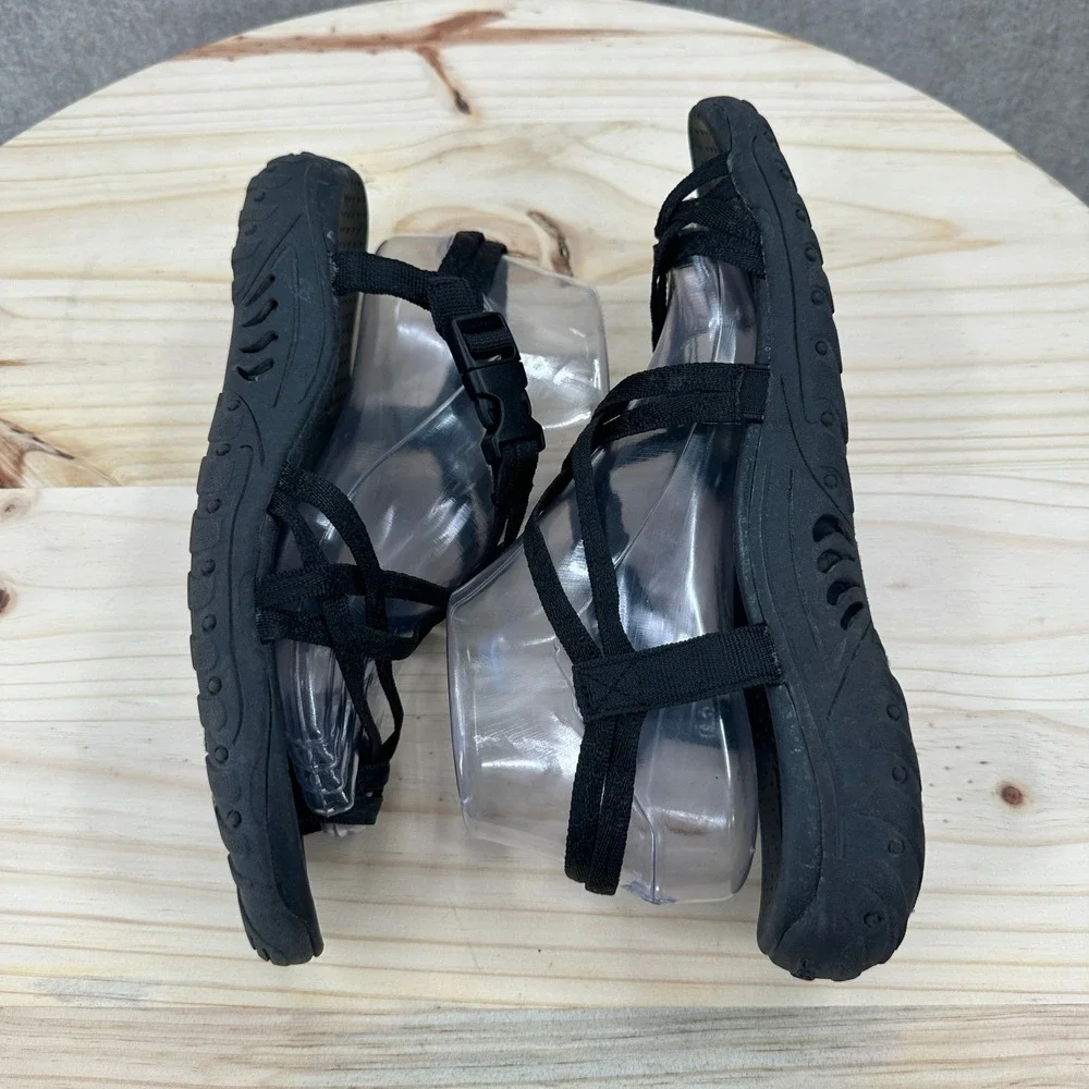 Skechers Reggae Positive Space Strappy Hiking Sandals 9 Black Buckle Sport Shoes